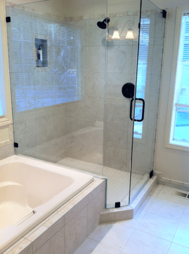  Glass shower built with custome tile surround 
